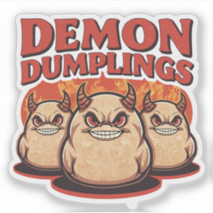 Pegatina Demon Dumplings Funny Halloween Food Pun