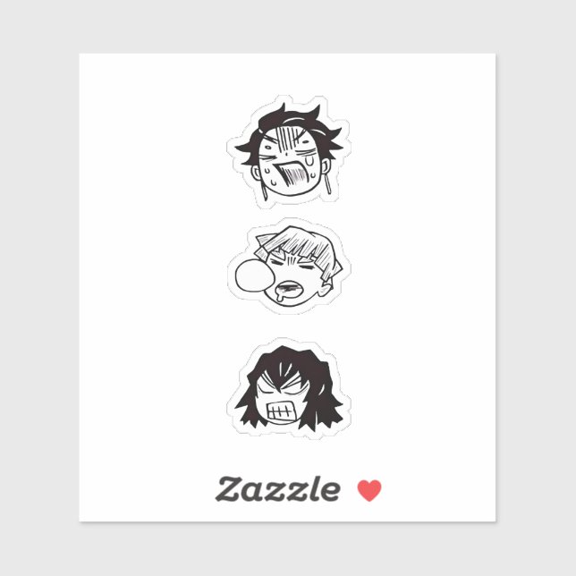 Pegatina Demon Slayer Trio divertido Personalizado-Pegatina (Hoja)