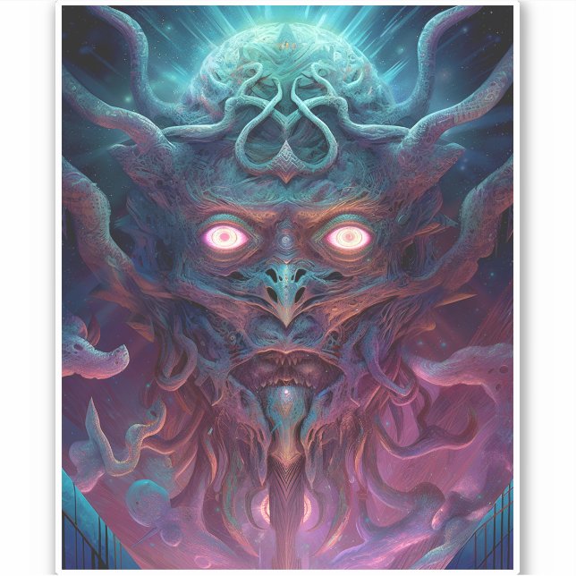 Pegatina Demon Surreal Dark Fantasy Art (Anverso)