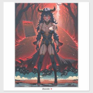 Pegatina Demonia con contacto en la encrucijada, Anime Demo