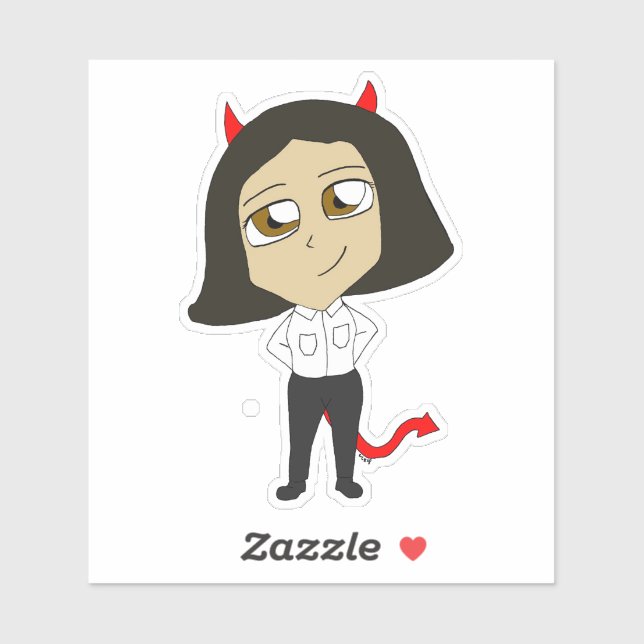 Pegatina demonio chibi (Hoja)
