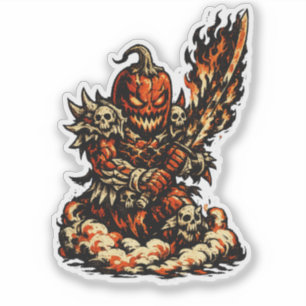 Pegatina Demonio de Fuego Chili Halloween — Guerrero Oscuro
