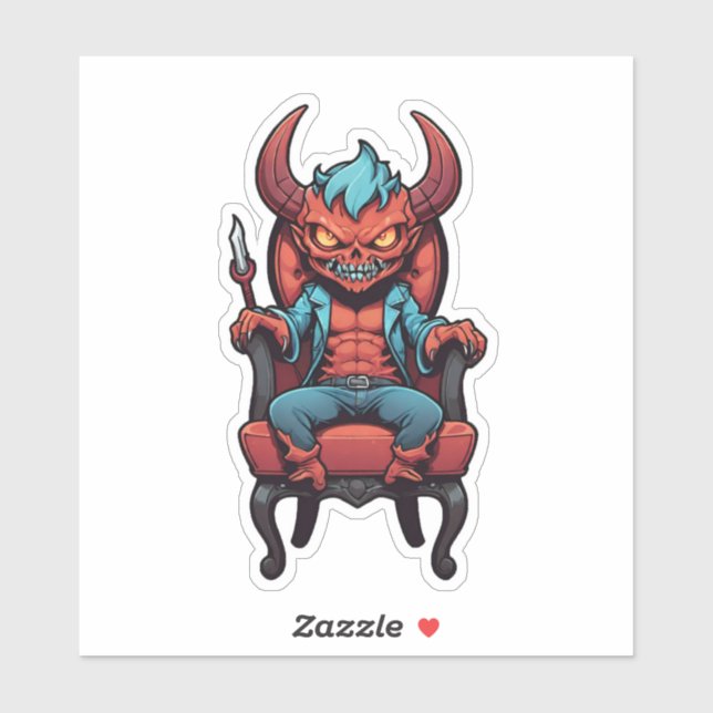 Pegatina Demonio medio juzgador (Hoja)