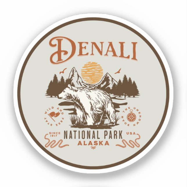 Pegatina Denali National Park Alaska (Anverso)
