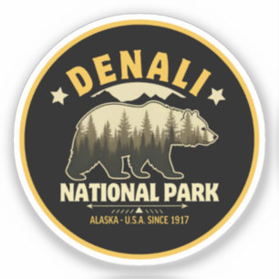 Pegatina Denali National Park Alaska Forest Landscape