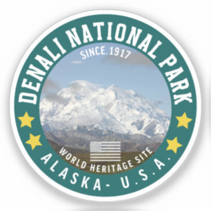Pegatina Denali National Park Alaska Forest Landscape view