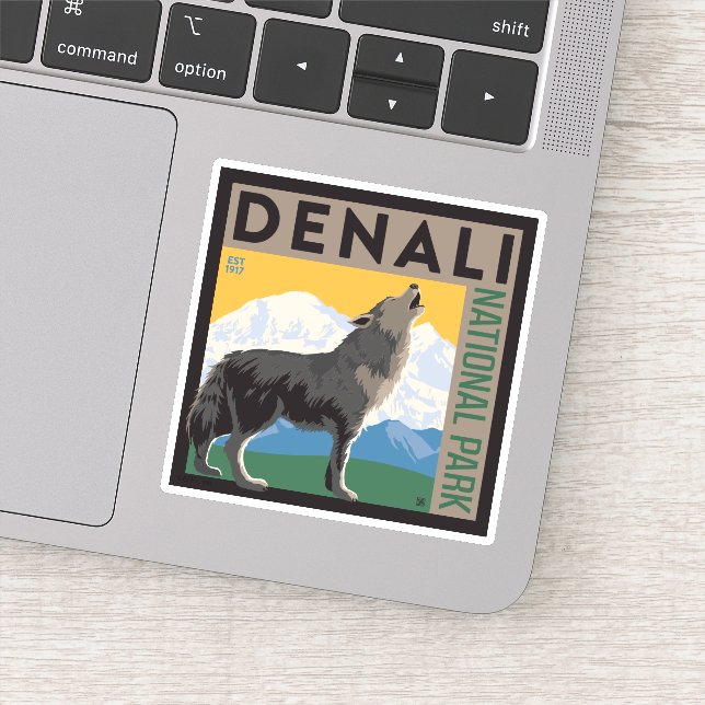 Pegatina Denali National Park | Howling Wolf (Detalle)