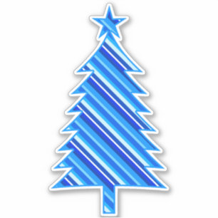 Pegatina Denim Blue Layered Stripes Árbol de Navidad