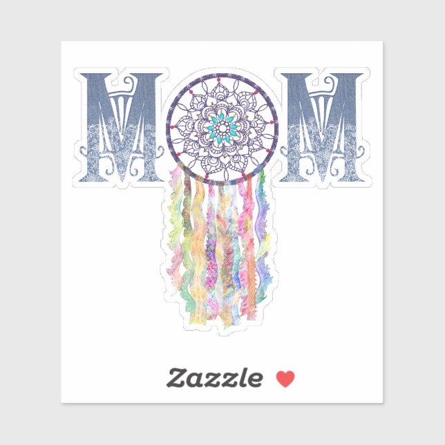 Pegatina Denim pintado y Dream Catcher MOM | Hermoso (Hoja)