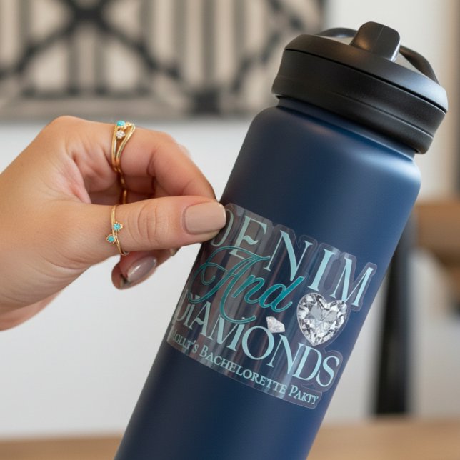 Pegatina Denim y Diamantes Despedida de Soltera del Oeste (Denim and Diamonds Western Bachelorette Sticker)