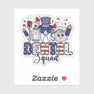 Pegatina Dental Squad Cute Dentista Higienista 4 de Julio