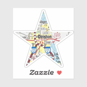 Pegatina Denton Texas Map