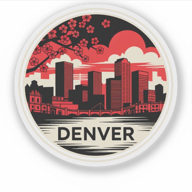 Pegatina Denver City Colorado USA (Anverso)