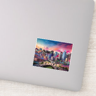 Pegatina Denver Skyline Resumen de arte
