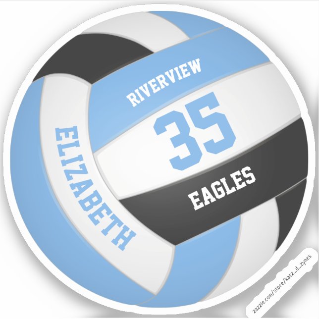 Pegatina deportes juveniles de voleibol negro azul claro (Anverso)