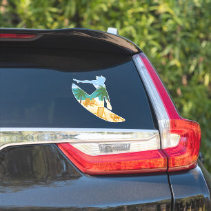 Pegatina Deportes Oceánicos Chico Surfista Playa Tropical