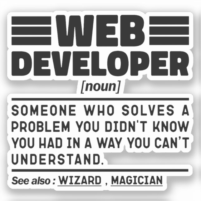 Pegatina Desarrollador Web Sustantivo Amante de la Programa (Anverso)