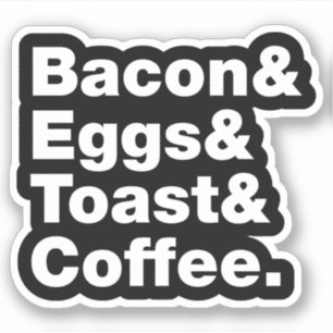 Pegatina Desayuno (Bacon, Huevos, Tostadas y Café). Pegatin