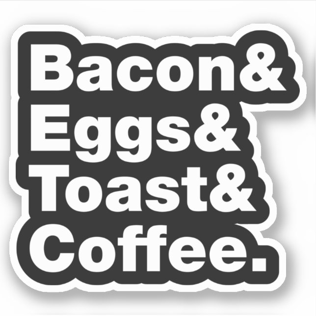 Pegatina Desayuno (Bacon, Huevos, Tostadas y Café). Pegatin (Anverso)