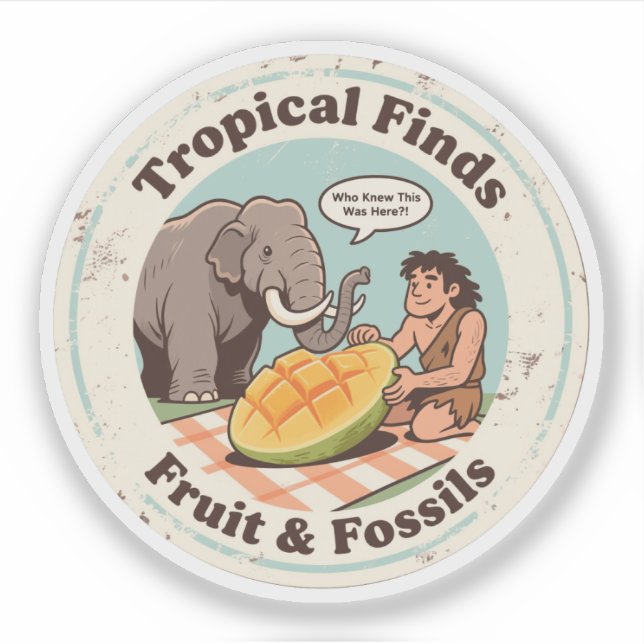 Pegatina Descubrimiento de Mango de Mamut Cavernícola (Anverso)