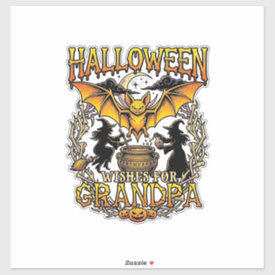 Pegatina Deseos de Halloween Abuelo Murciélago Brujas Calde