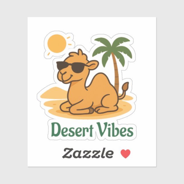 Pegatina Desert Vibes – Cute Camel with Sunglasses (Hoja)