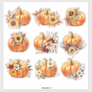 Pegatina Desfile de calabaza floral - Elegante juego de Peg