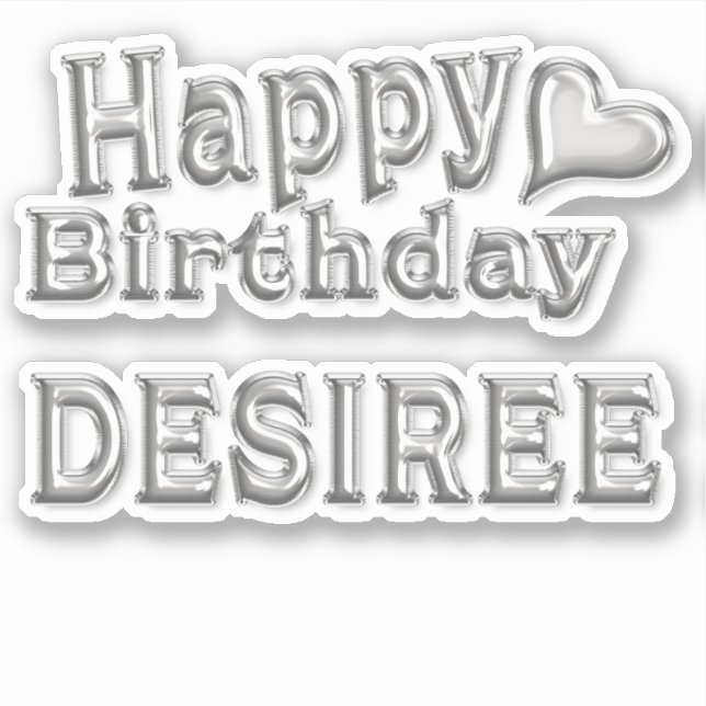 Pegatina Desiree Happy Birthday silver Aufkleber Sticker (Anverso)