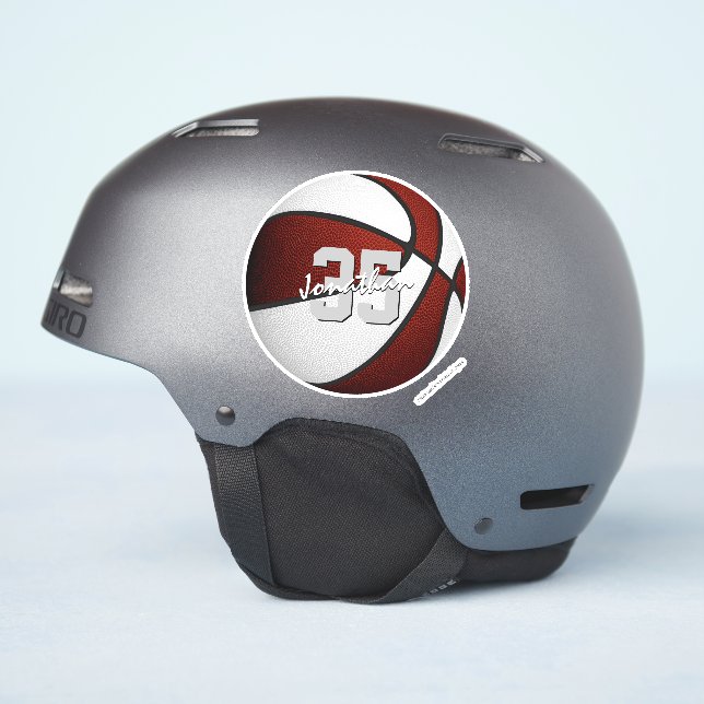 Pegatina desmontable marrón blanco de baloncesto (Lado del casco)