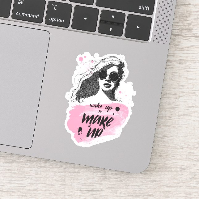 Pegatina Despierten y maquillen (Detalle)
