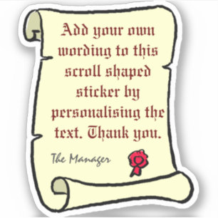 Pegatina Desplazar pergamino con texto de estilo antiguo.