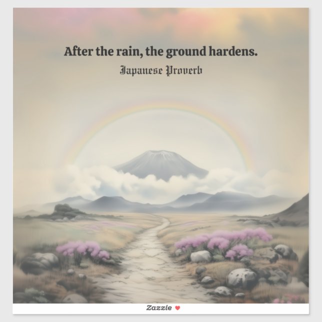 Pegatina Después de la lluvia (arte paisajístico de acuarel (Hoja)