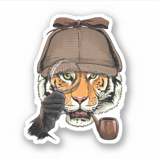 Pegatina Detective del Tigre Vida Salvaje Tigre, amante de  (Anverso)