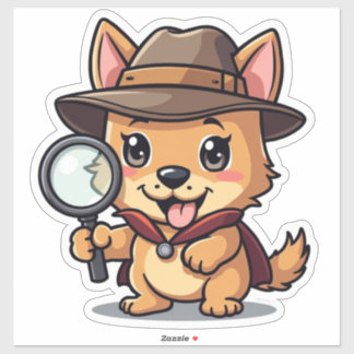 Pegatina Detective Kawaii sostiene una mirada