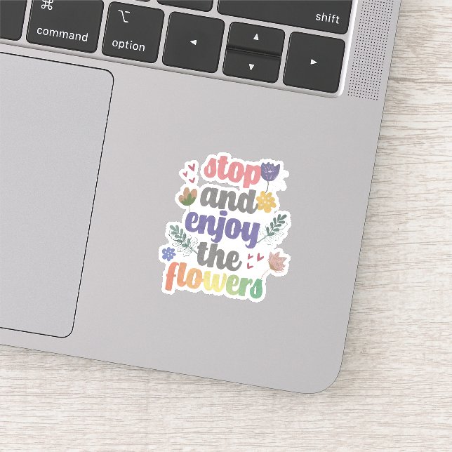 Pegatina Detener y disfrutar de las flores (Detalle)