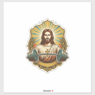 Pegatina Determinado Jesús Pesado Hierro Barra de Pesas Pow