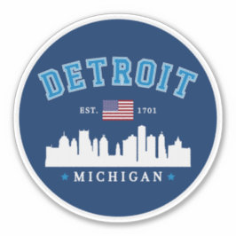 Pegatina Detroit City Skyline Illustration – Motor City 