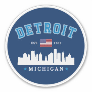 Pegatina Detroit City Skyline Illustration – Motor City