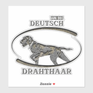 Pegatina Deutsch Drahthaar , el mejor perro con pistola
