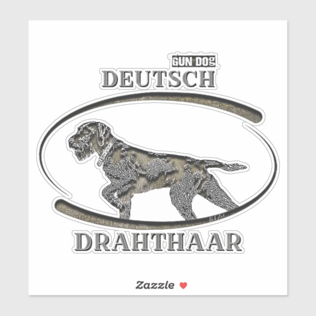 Pegatina Deutsch Drahthaar , el mejor perro con pistola (Hoja)