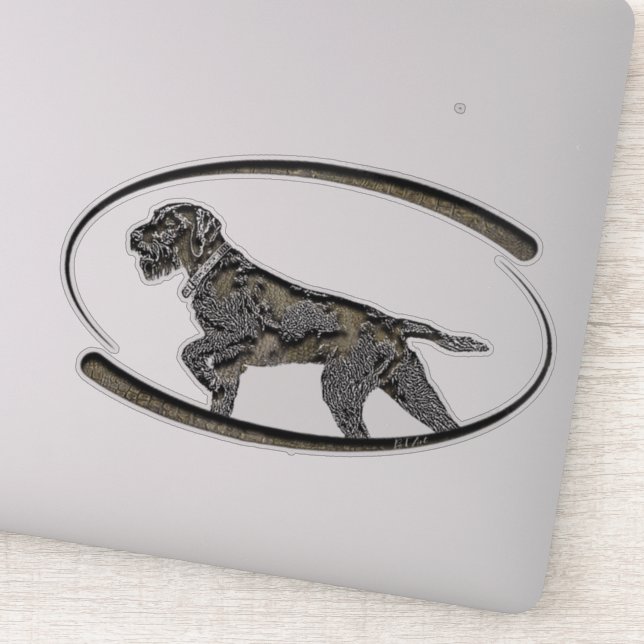 Pegatina Deutsch Drahthaar , el mejor perro con pistola (Detalle)