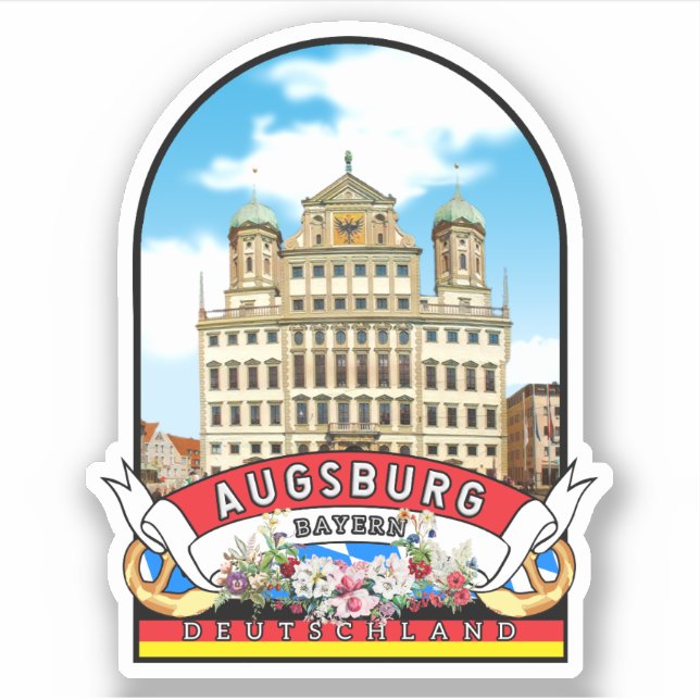 Pegatina Deutschland Augsburg Vintage souvenir  (Anverso)