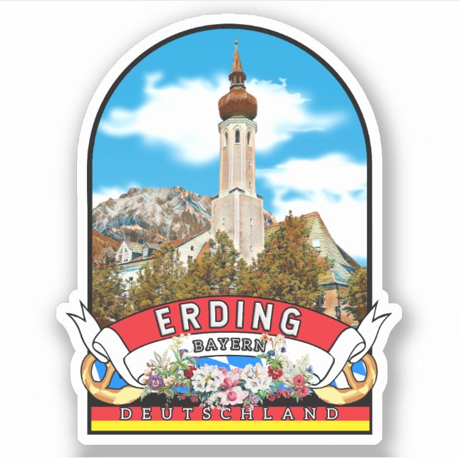 Pegatina Deutschland Erding Vintage souvenir (Anverso)