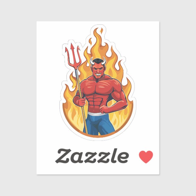 Pegatina Devil with trident (Hoja)