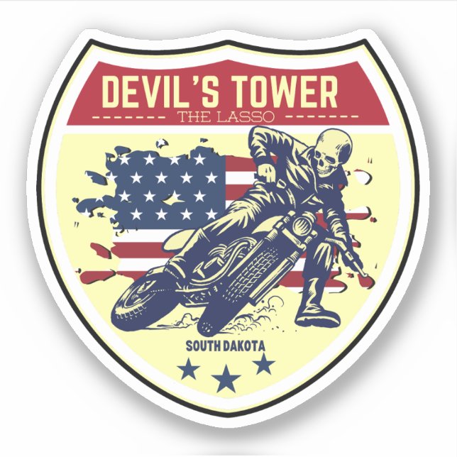 Pegatina Devil's Tower Road - el lazo de viaje en motocicle (Anverso)