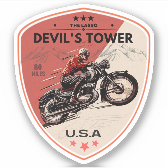 Pegatina Devil's Tower Road - el lazo de viaje en motocicle (Anverso)