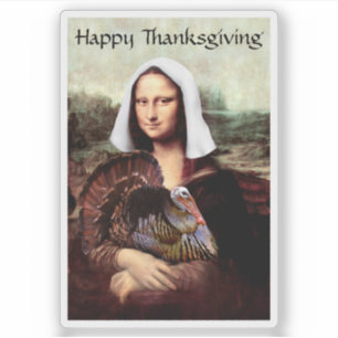 Pegatina Día de Acción de Gracias Mona Lisa Peregrina con P