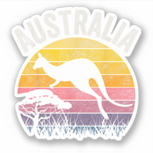 Pegatina Día de Australia divertido canguro australiano vin