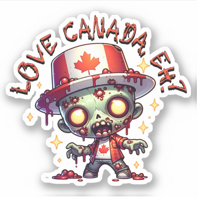 Pegatina Día de Canadá Zombie (Anverso)