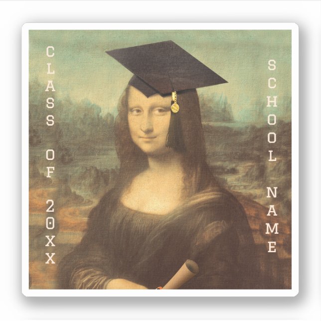 Pegatina Día de Graduación de Mona Lisa (Anverso)